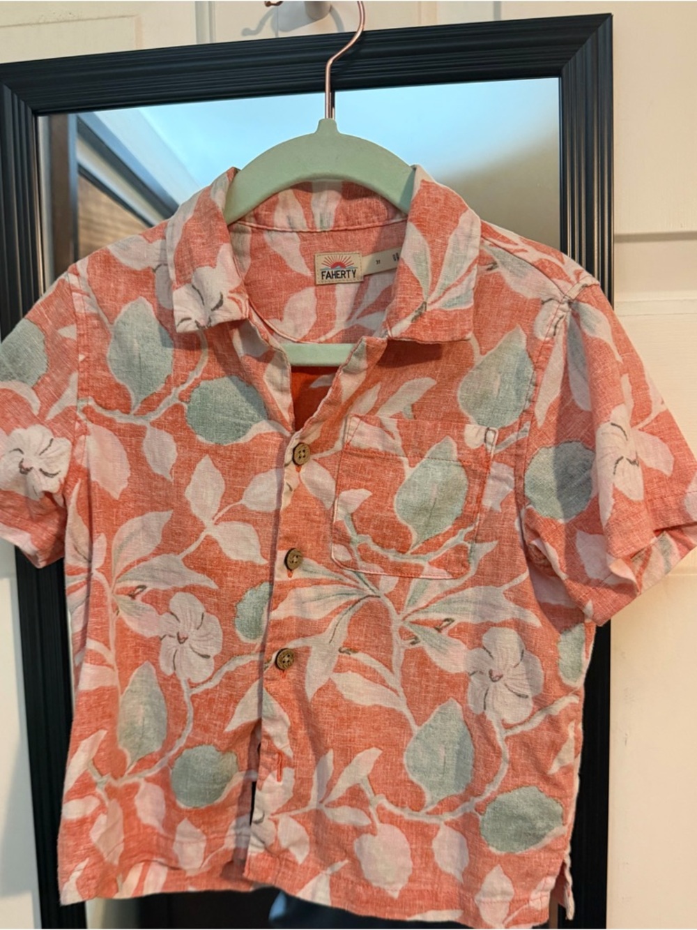 🌺 Faherty Kids Breeze Shirt | Coral Beach Flora | Size 3T 🌺